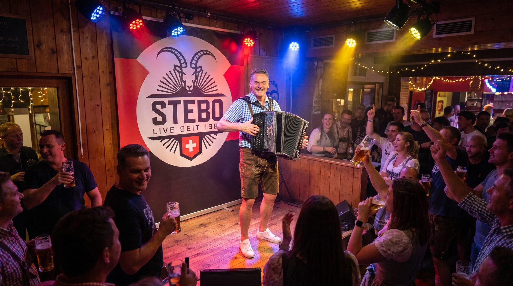 Volle Festhütte während einem STEBO-Auftritt
